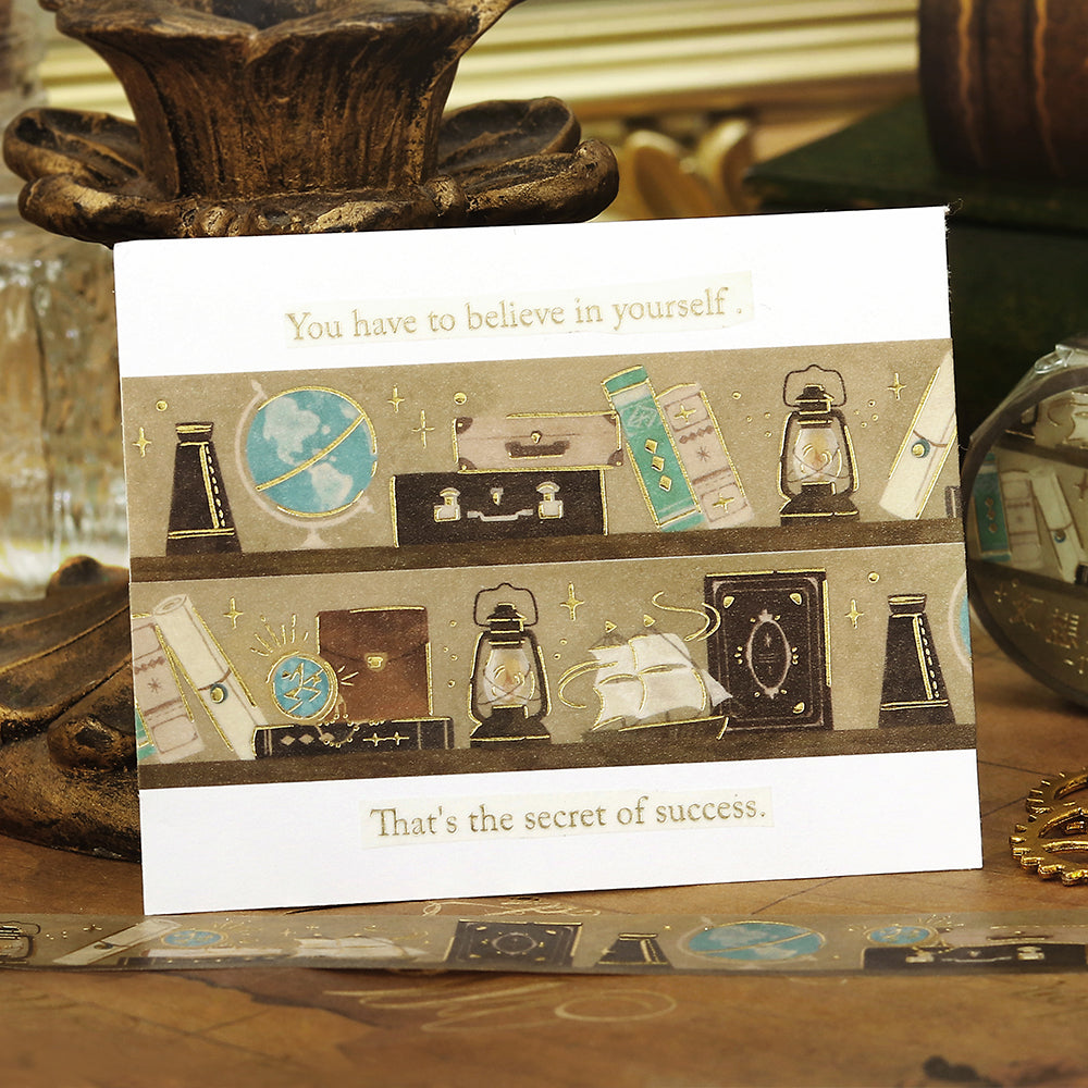 BGM Foil Stamping Masking Tape: Fantasy Bibliotheca Travel — with packaging