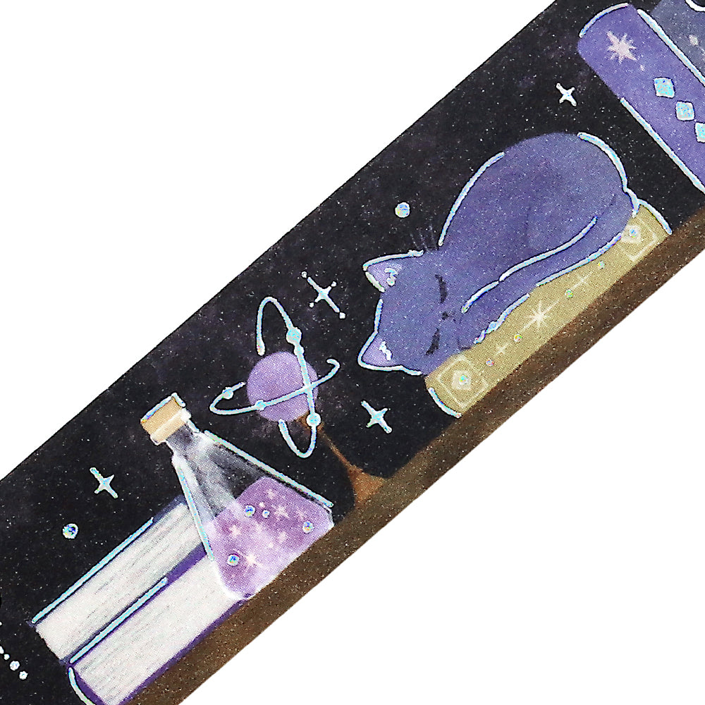 BGM Foil Stamping Masking Tape: Fantasy Bibliotheca Cat — pattern detail