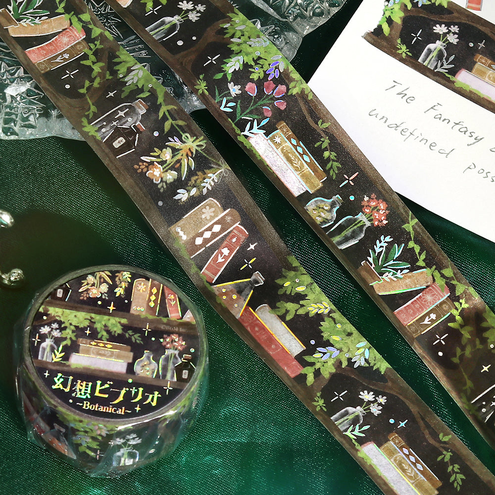 BGM Foil Stamping Masking Tape: Fantasy Bibliotheca Botanical — applied on surface