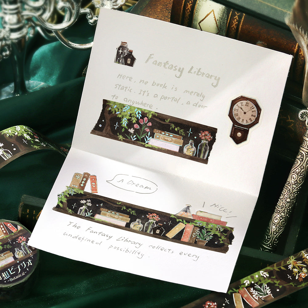 BGM Foil Stamping Masking Tape: Fantasy Bibliotheca Botanical — with packaging