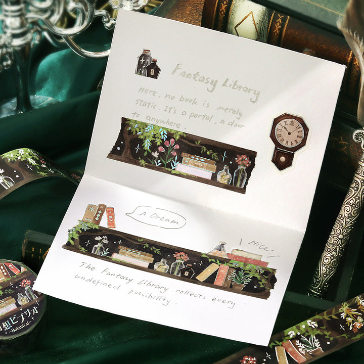 BGM Foil Stamping Masking Tape: Fantasy Bibliotheca Botanical — with packaging