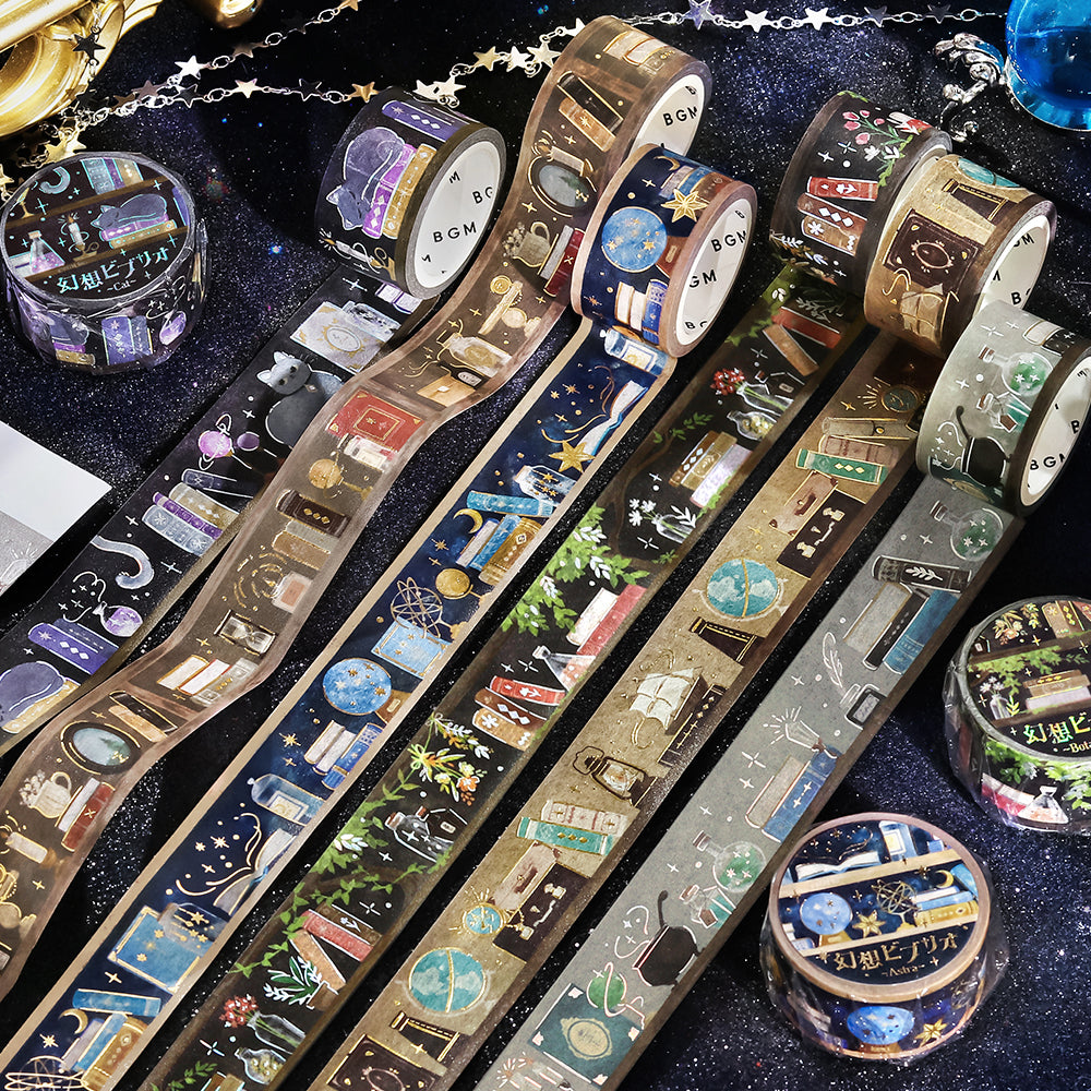 BGM Foil Stamping Masking Tape: Fantasy Bibliotheca Antique — roll side