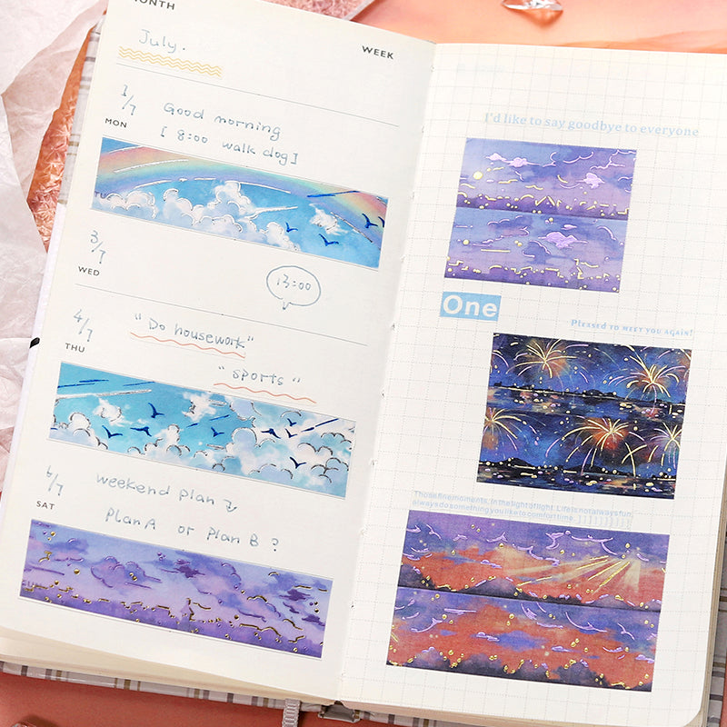 BGM Foil Stamping Masking Tape: Sky Encyclopedia - Morning — roll side