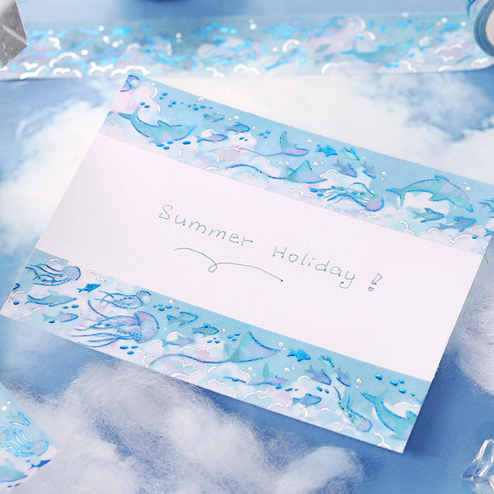 BGM Foil Stamping Masking Tape: Sky Encyclopedia - Ocean — flat lay
