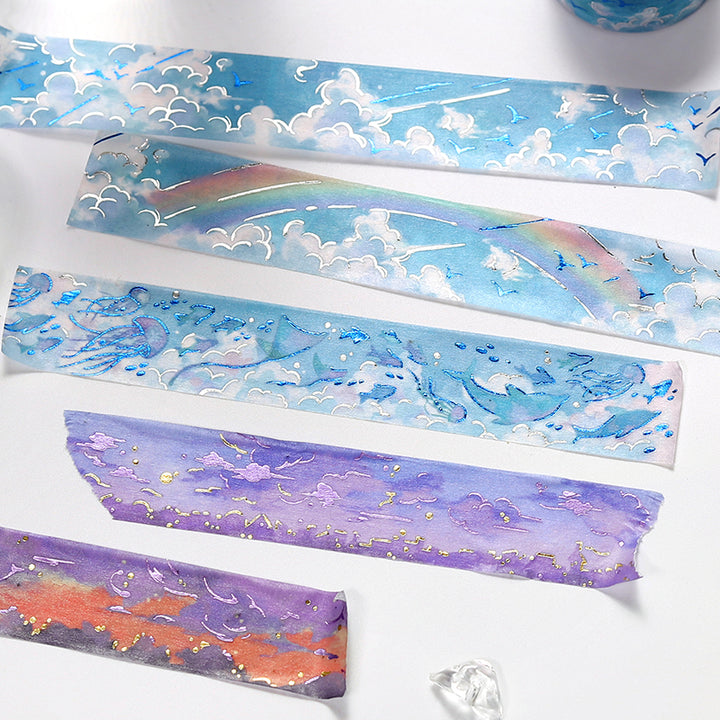 BGM Foil Stamping Masking Tape: Sky Encyclopedia - Ocean — with packaging