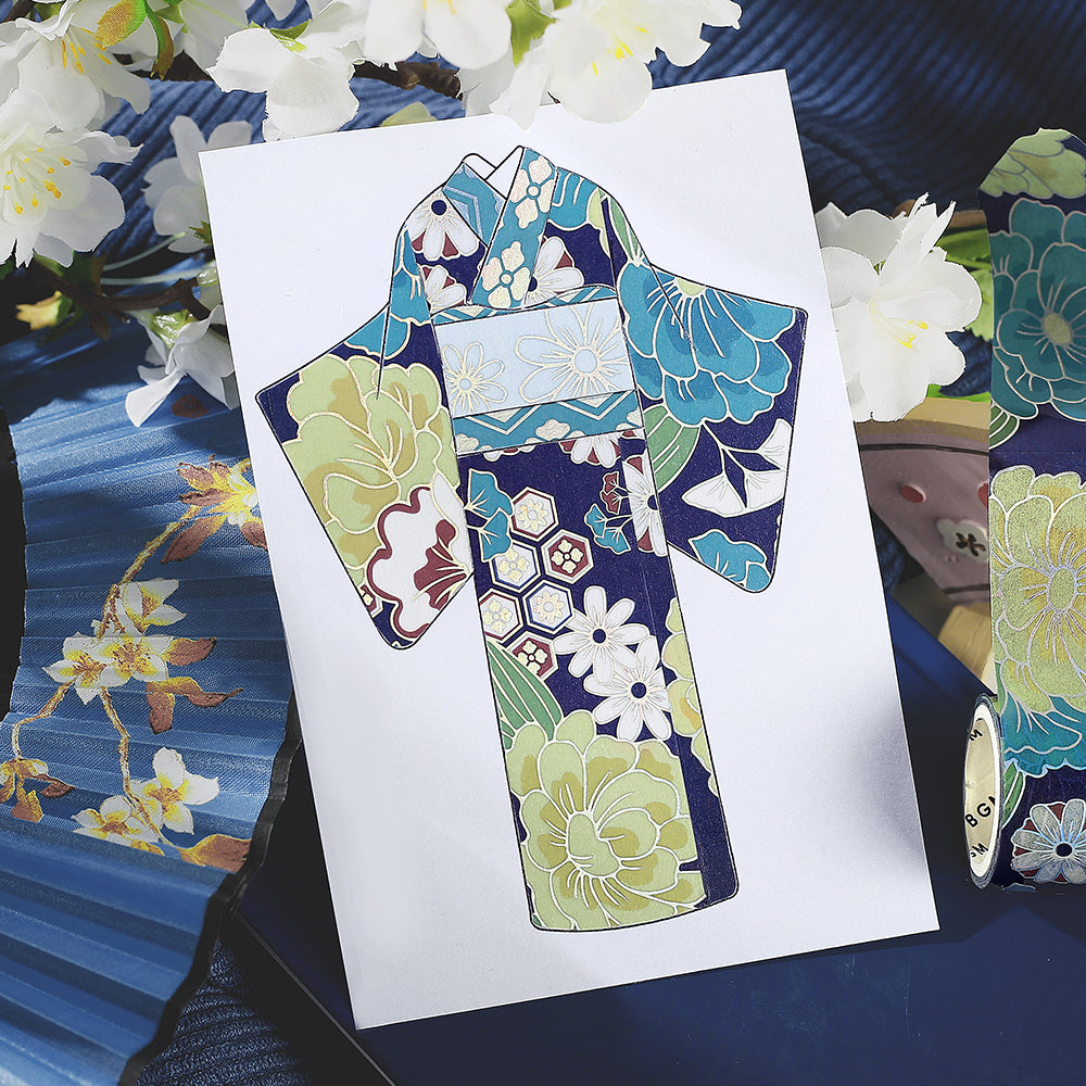 BGM Foil Stamping Masking Tape: The Color of Kimono - Azure Blue — close-up