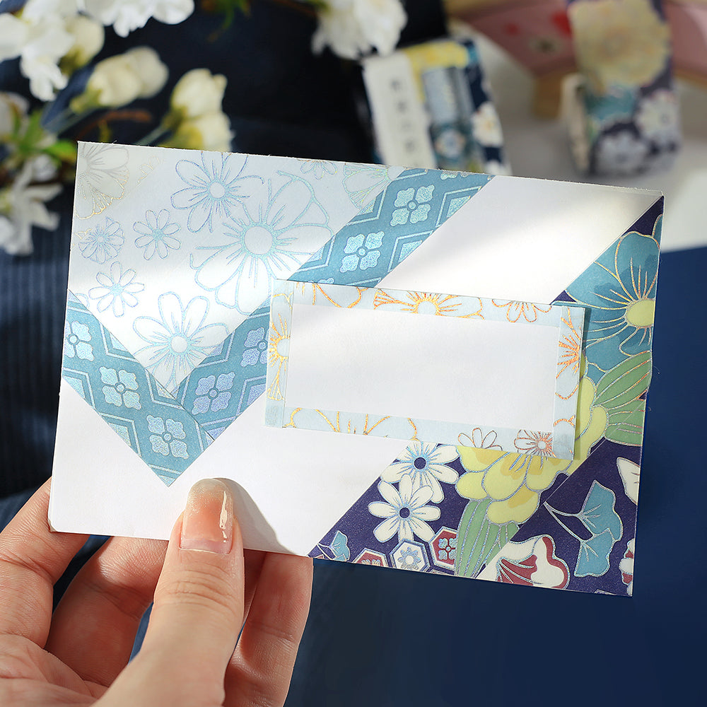 BGM Foil Stamping Masking Tape: The Color of Kimono - Azure Blue — roll side