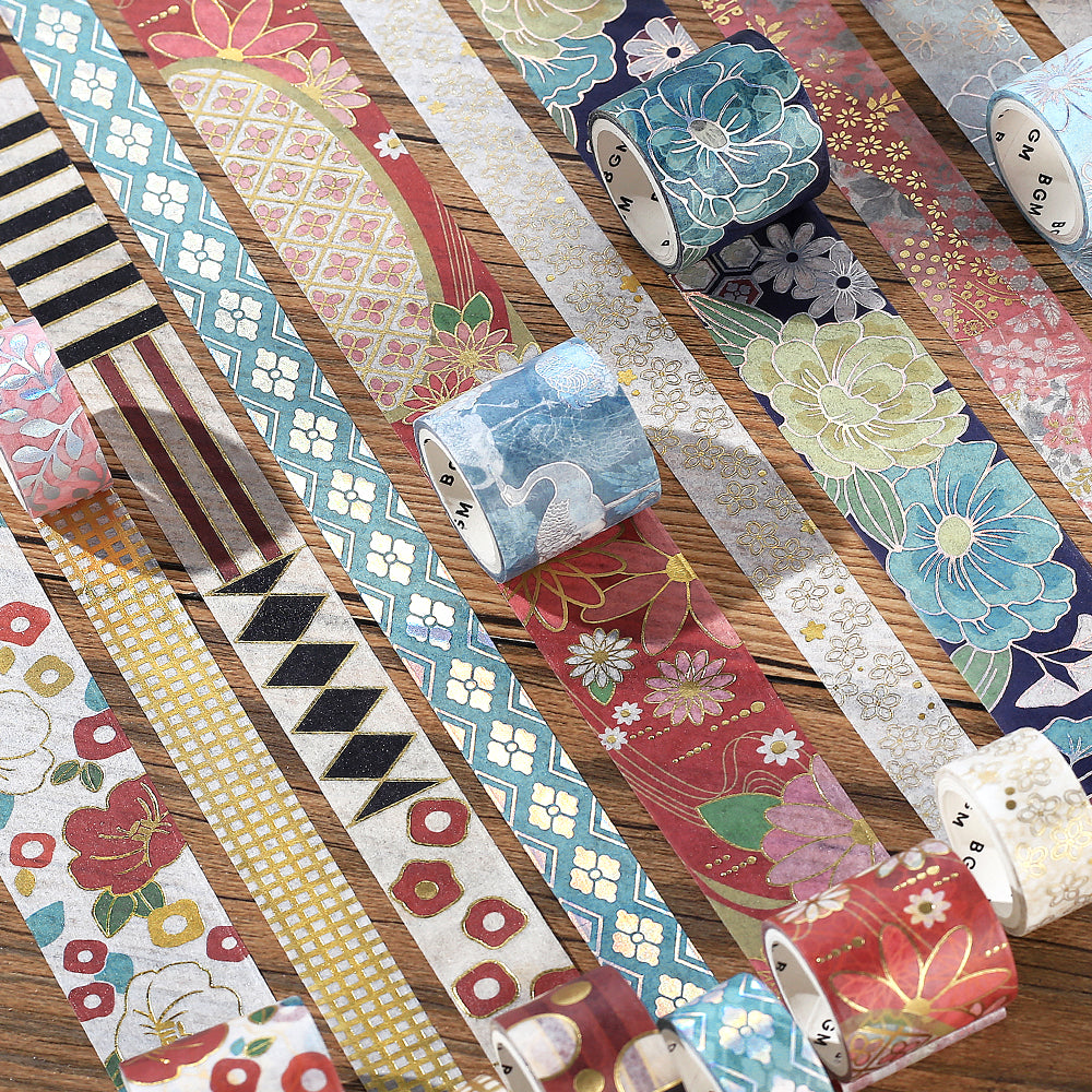 BGM Foil Stamping Masking Tape: The Color of Kimono - Azure Blue — with packaging