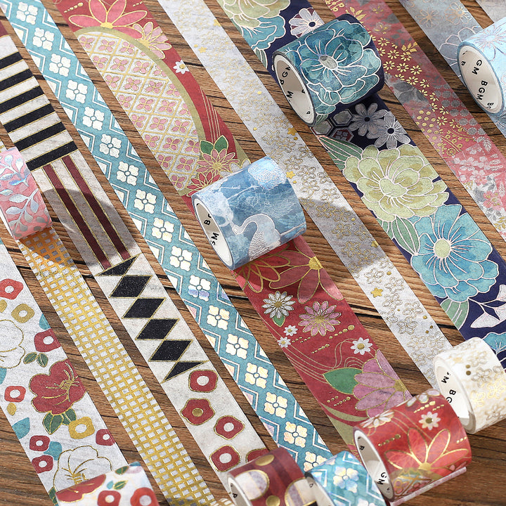 BGM Foil Stamping Masking Tape: The Color of Kimono - Azure Blue — with packaging