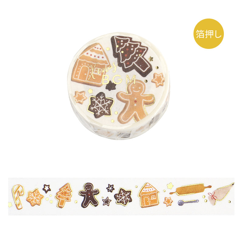 BGM Foil Stamping Christmas Limited Edition Masking Tape - Cookie Workshop — roll front