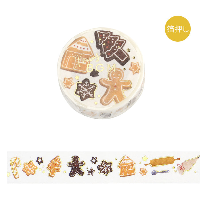 BGM Foil Stamping Christmas Limited Edition Masking Tape - Cookie Workshop — roll front
