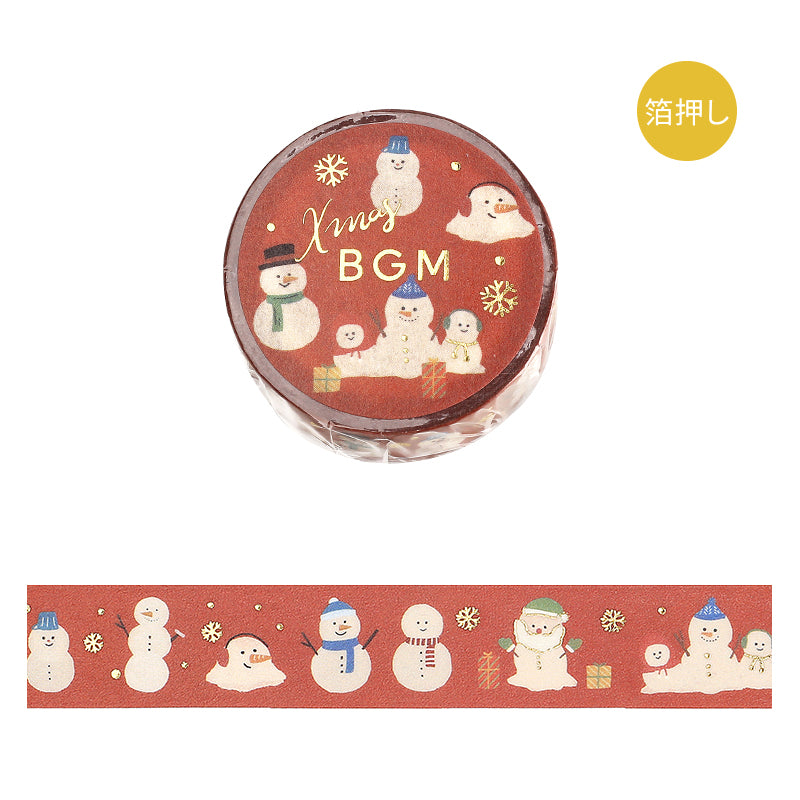 BGM Foil Stamping Christmas Limited Edition Masking Tape - Snowmen — roll front