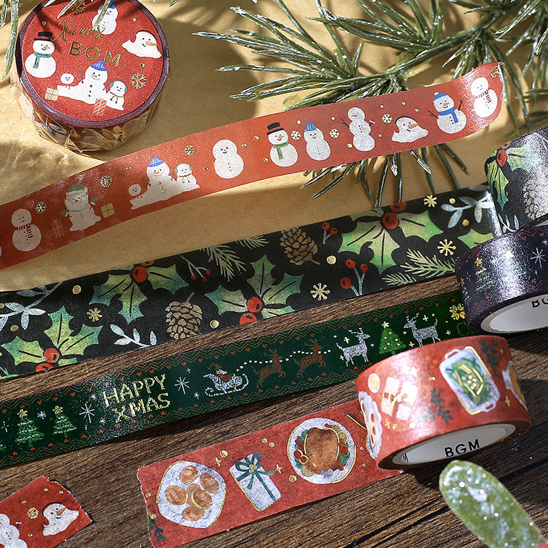 BGM Foil Stamping Christmas Limited Edition Masking Tape - Snowmen — applied on surface