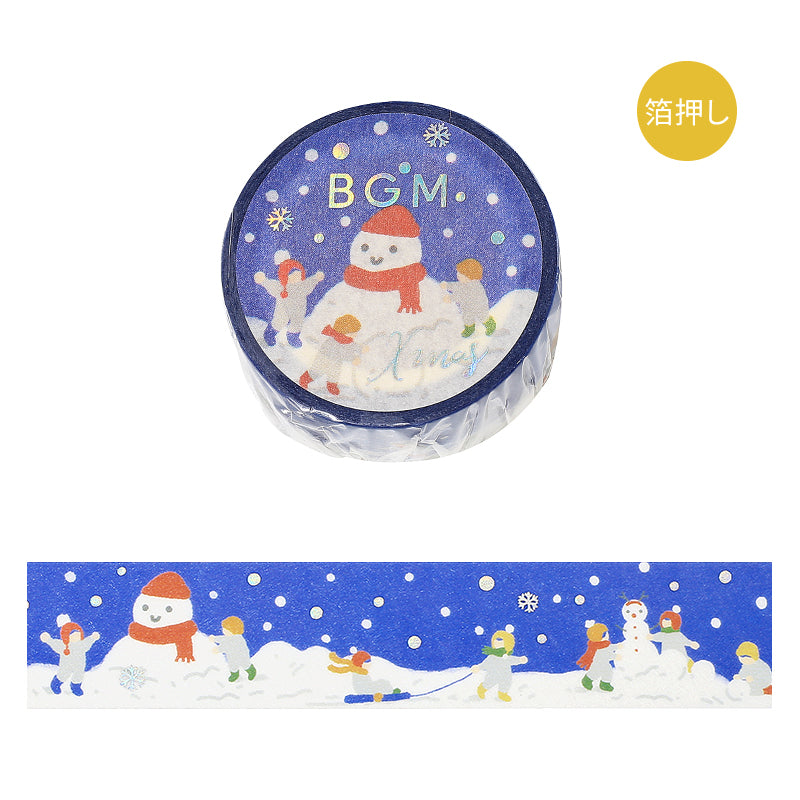 BGM Foil Stamping Christmas Limited Edition Masking Tape - Let's make a Snowman — roll front