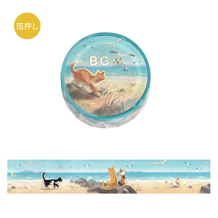 BGM Summer Limited Masking Tape - Coastal Strolling Cats — roll front