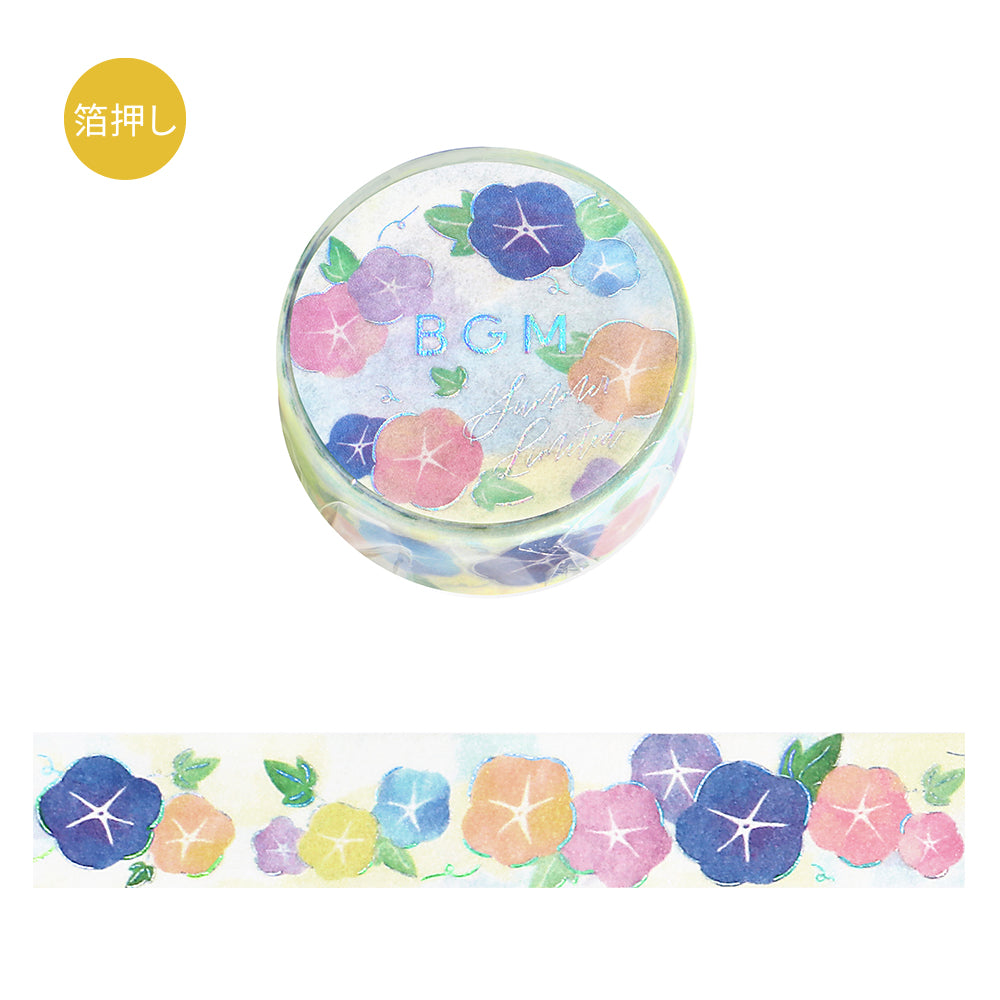 BGM Summer Limited Masking Tape - Morning Glories — roll front