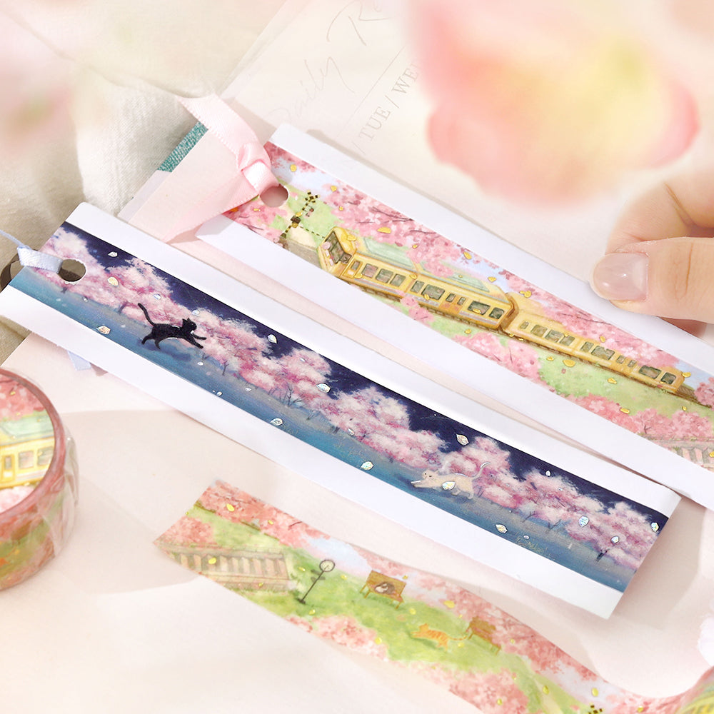 BGM Sakura Limited Masking Tape: Cat and Flower Lanterns — with packaging