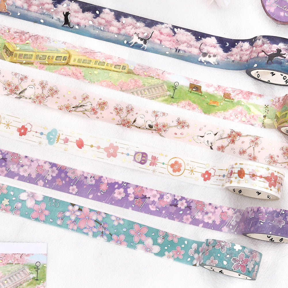 BGM Sakura Limited Masking Tape: Cherry Blossom-Lined Train Street — colour swatch