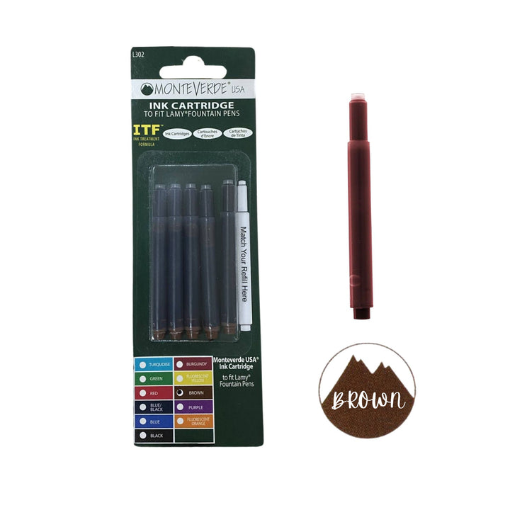 Monteverde Ink Cartridge For Lamy Fountain Pen Brown — bottle front