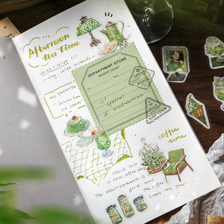BGM Foil Stamping Flake Seal: Cafe Alamode - Green — with packaging