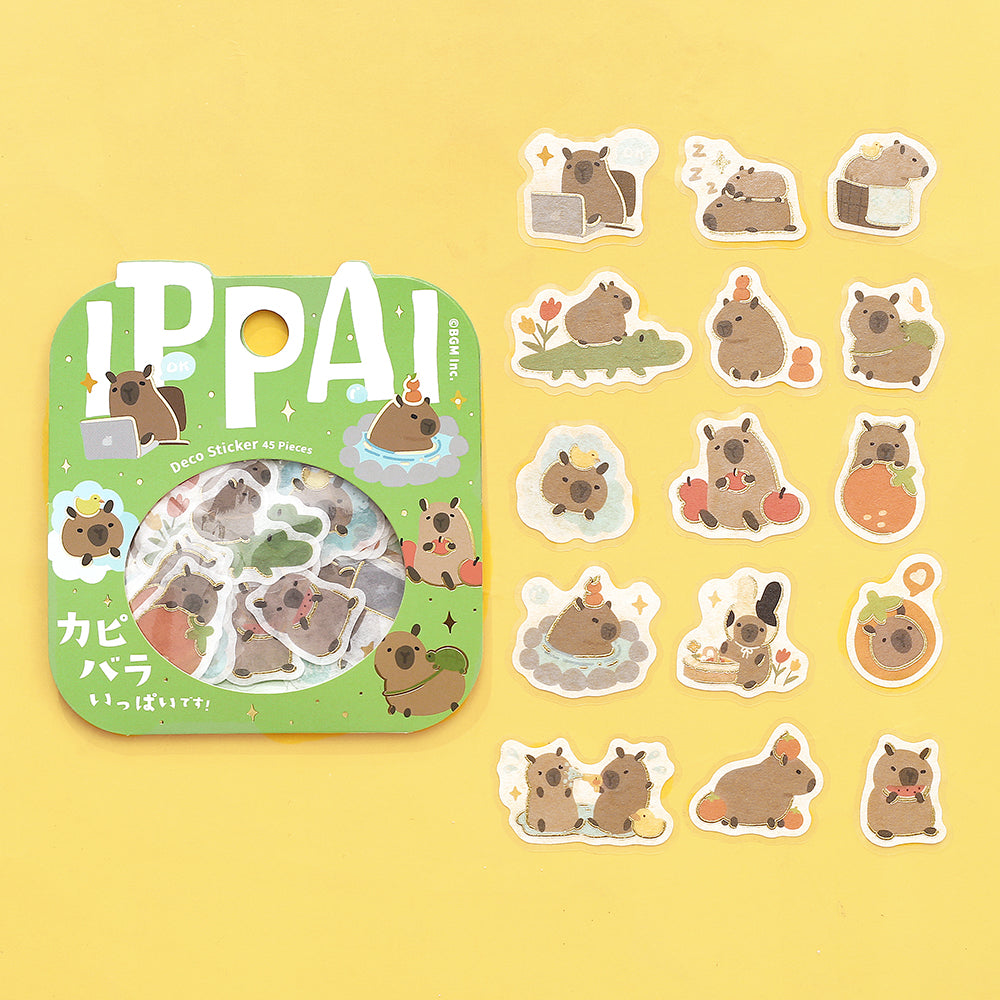 BGM Foil Stamping Flake Seal: Ippai - It's Full of Capybaras — side view