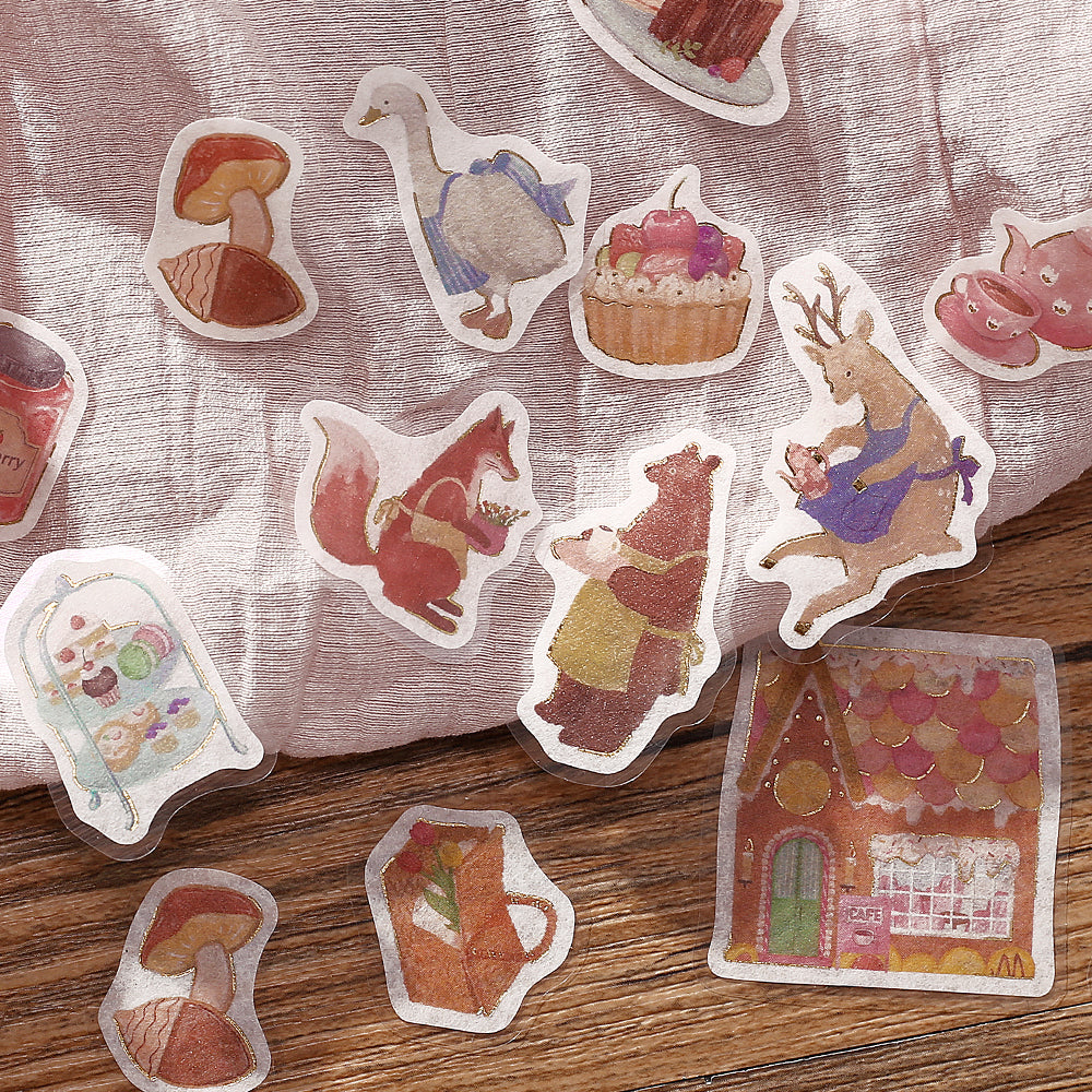 BGM Foil Stamping Flake Seal: Imaginary Shopping Arcade - Pastry Cafe — detail view