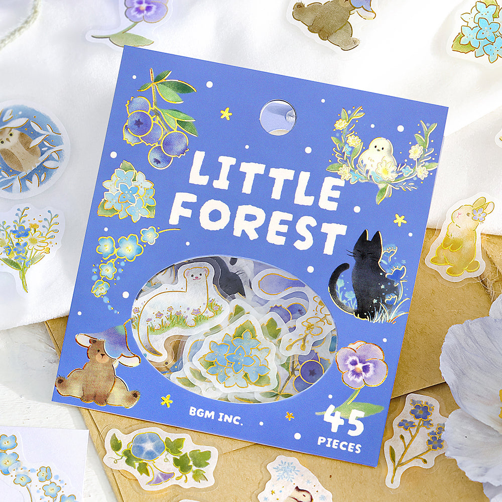 BGM Foil Stamping Flake Seal: Forest of Warmth - Blue — with packaging