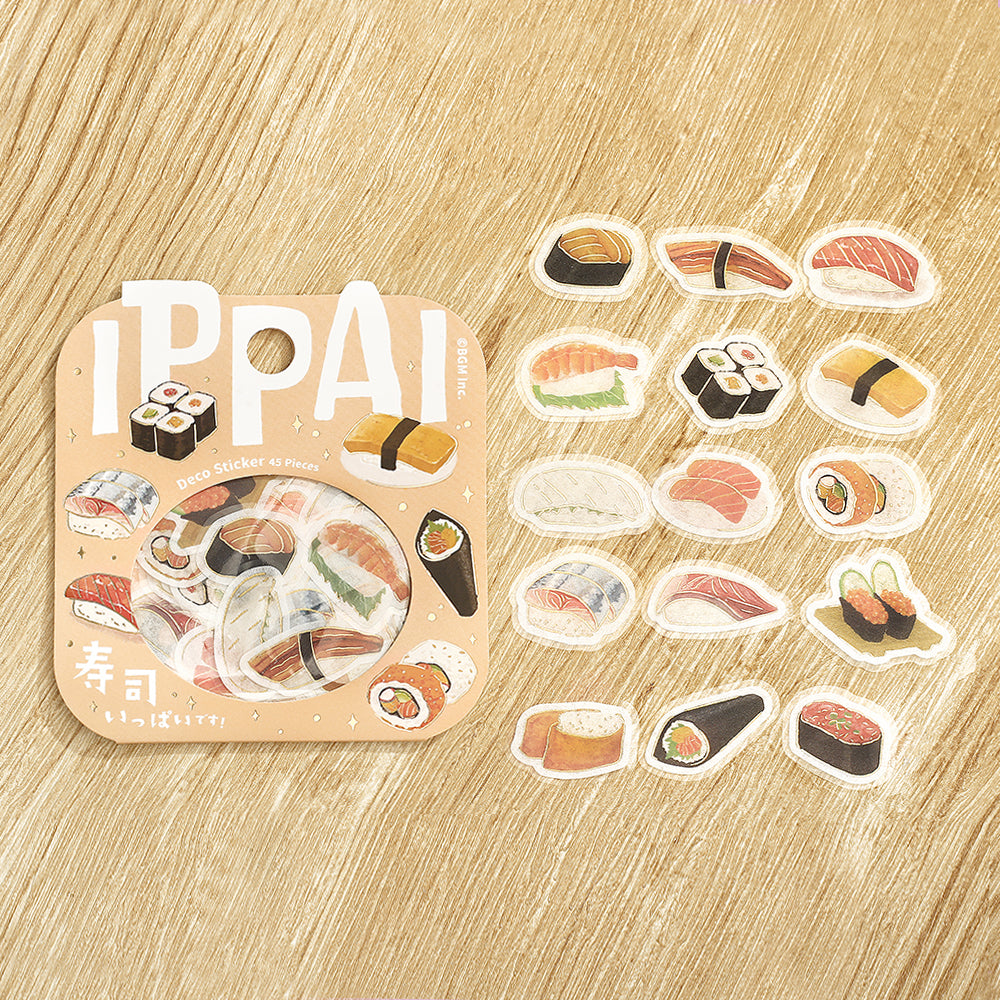 BGM Foil Stamping Flake Seal: Ippai - It's Full of Sushi — front view