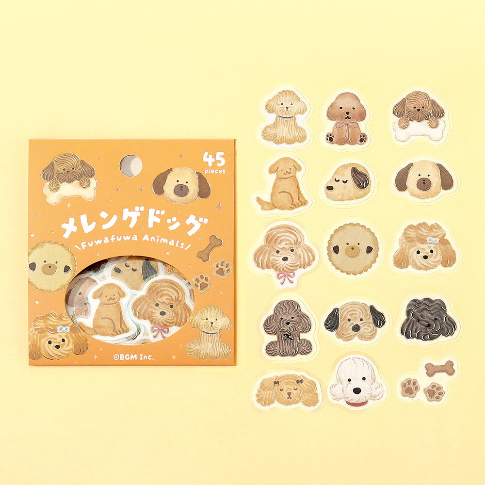 BGM Foil Stamping Flake Seal: Fluffy Animals - Meringue Dog — front view