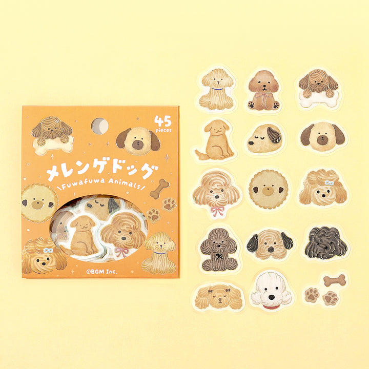 BGM Foil Stamping Flake Seal: Fluffy Animals - Meringue Dog — front view