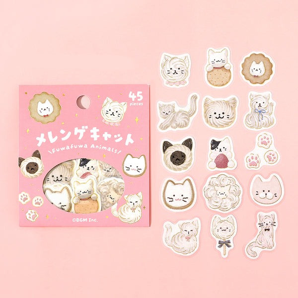 BGM Foil Stamping Flake Seal: Fluffy Animals - Meringue Cat — front view