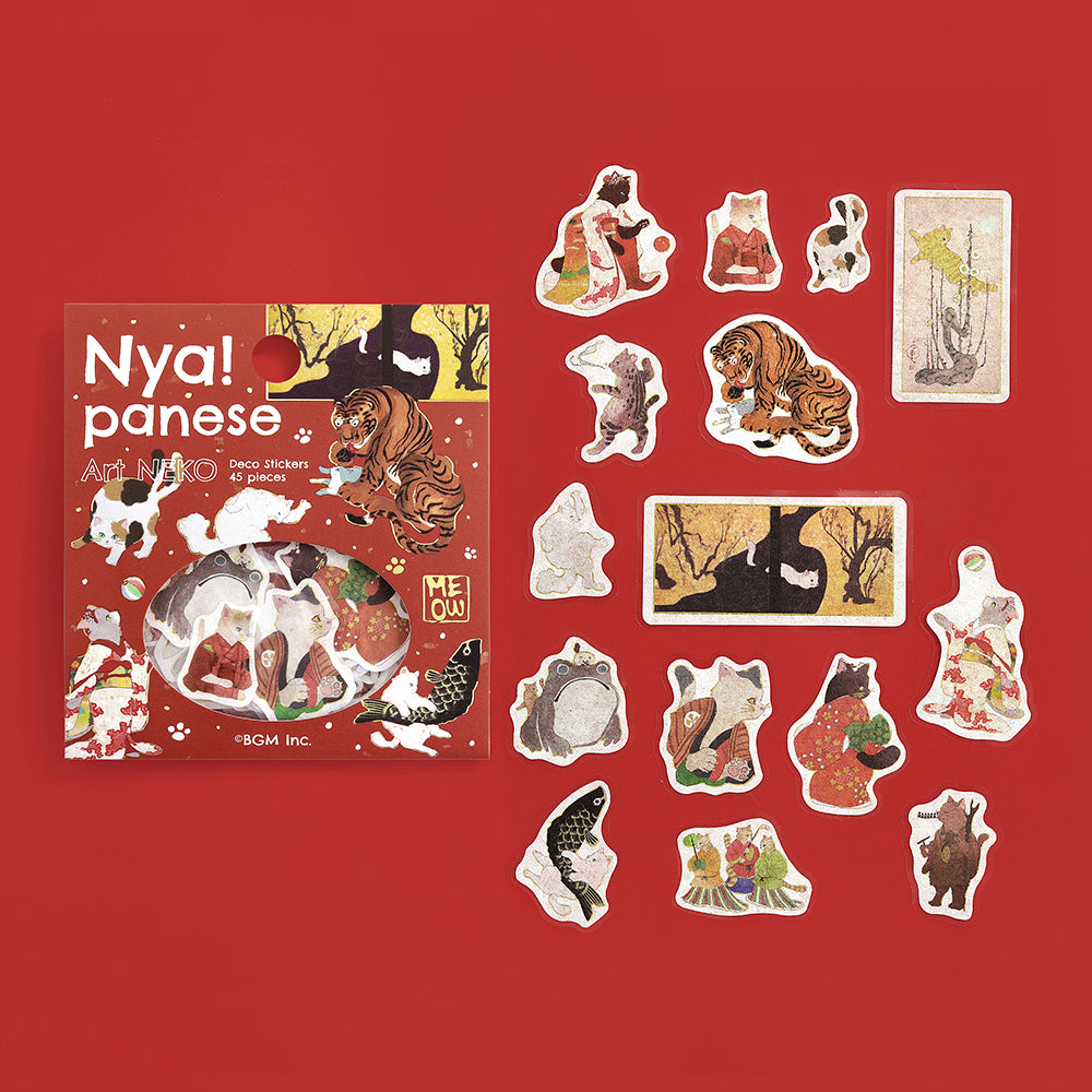 BGM Foil Stamping Flake Seal: Nyapanese Art NEKO - Crimson — front view