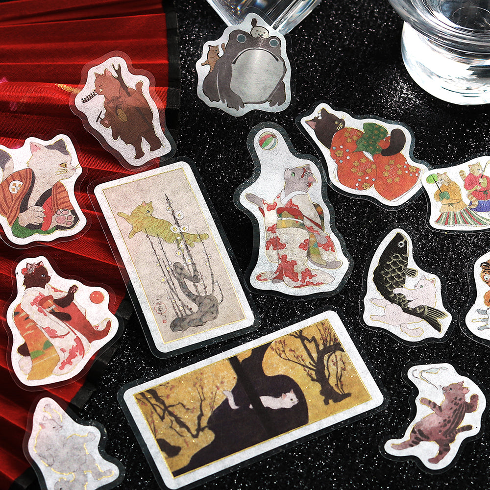 BGM Foil Stamping Flake Seal: Nyapanese Art NEKO - Crimson — close-up