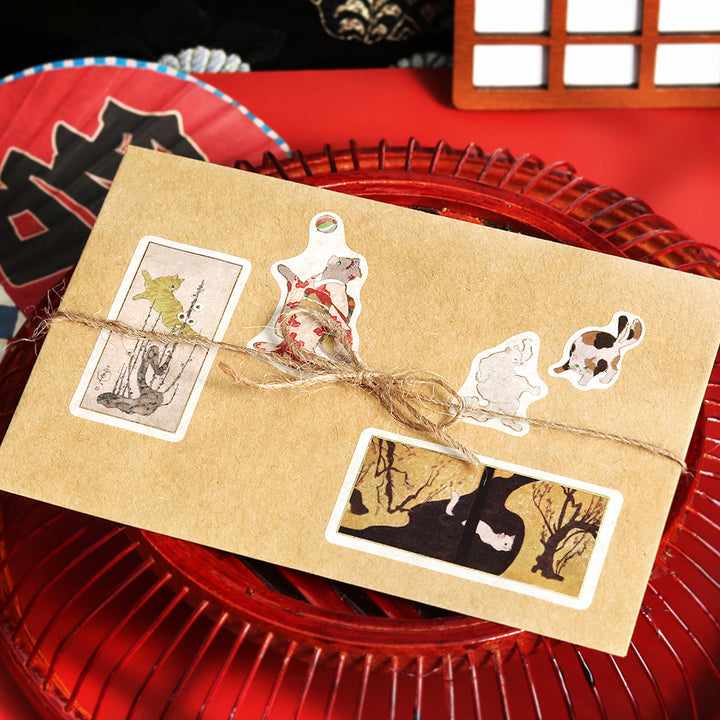 BGM Foil Stamping Flake Seal: Nyapanese Art NEKO - Crimson — angle view