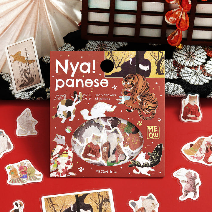 BGM Foil Stamping Flake Seal: Nyapanese Art NEKO - Crimson — with packaging