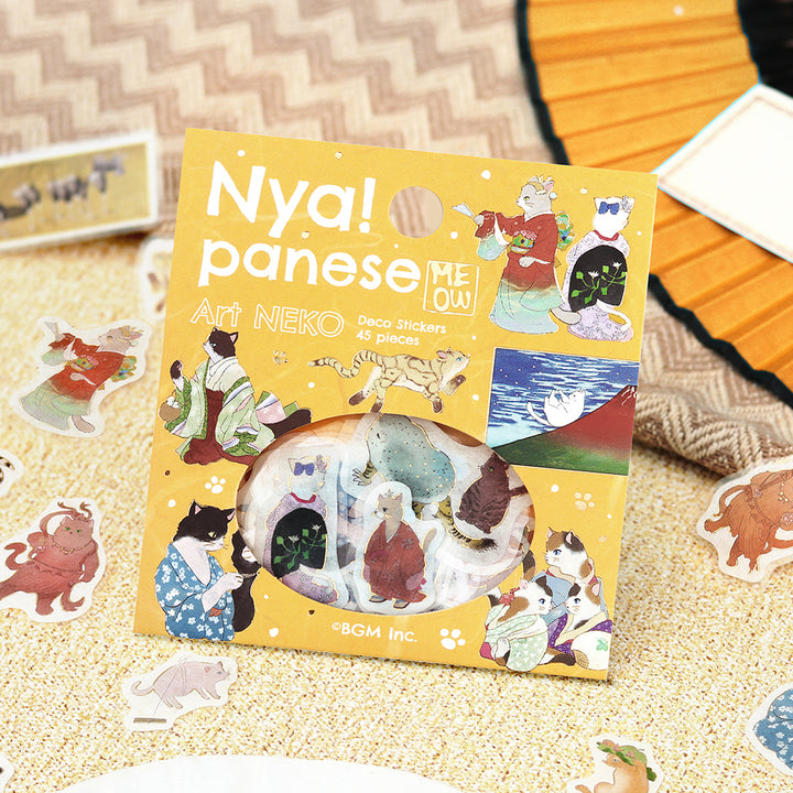 BGM Foil Stamping Flake Seal – Nyapanese Art NEKO: Yellow Dan — detail view