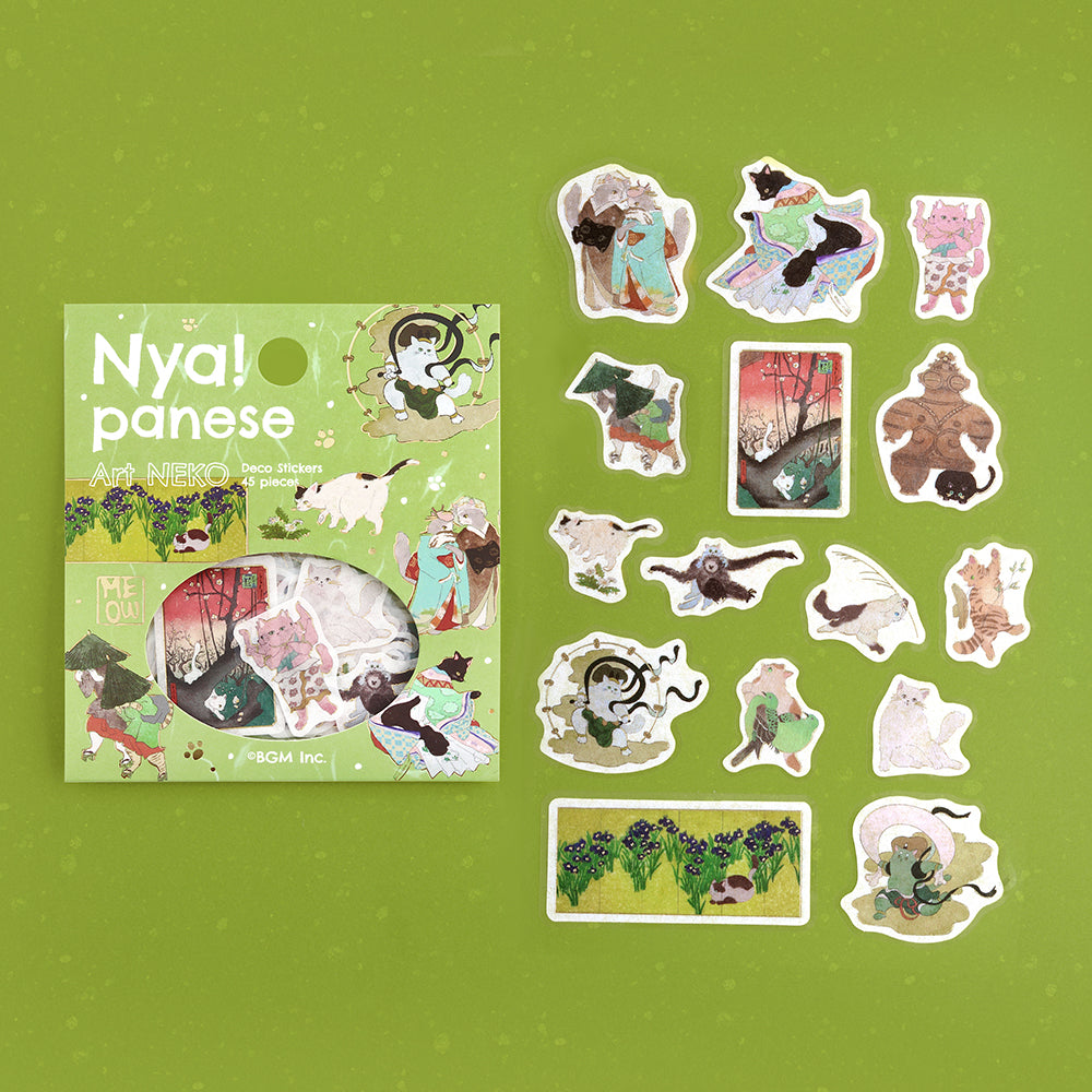 BGM Foil Stamping Flake Seal – Nyapanese Art NEKO: Wakaba — front view