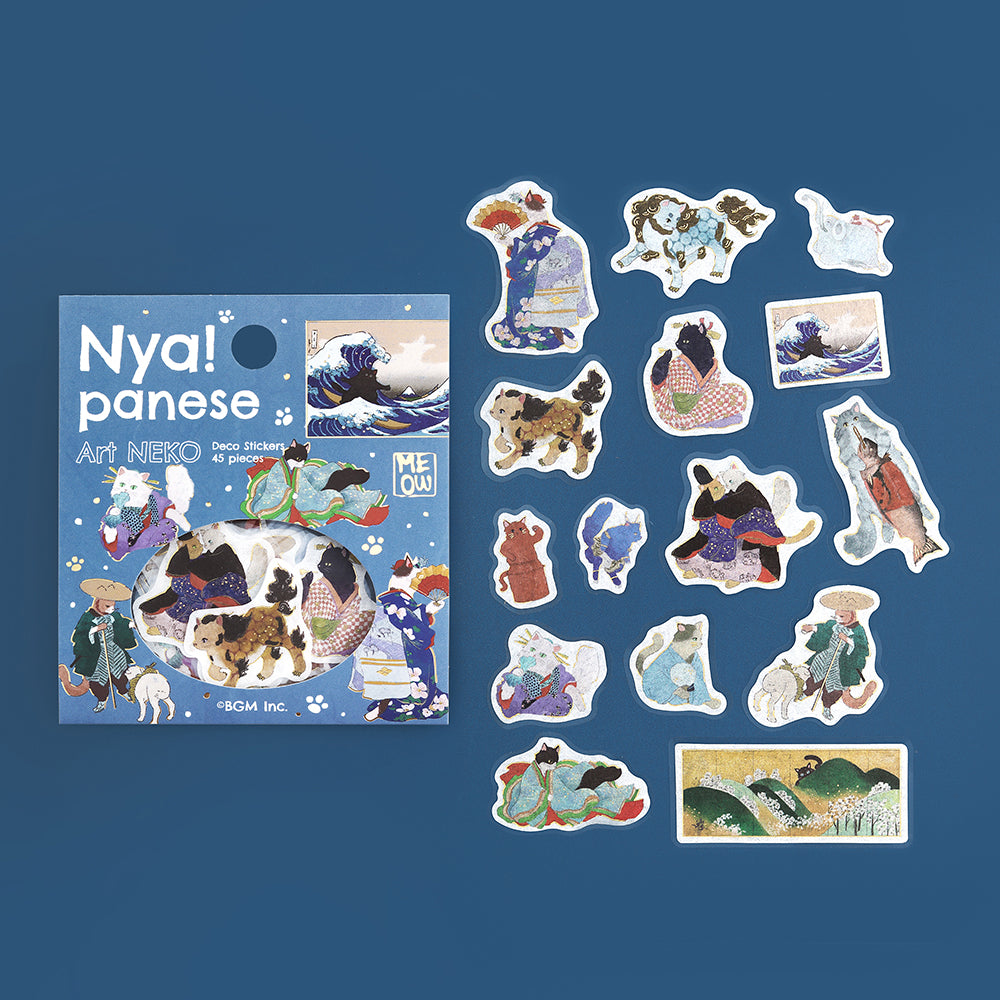 BGM Foil Stamping Flake Seal - Nyapanese Art NEKO: Ultramarine — front view