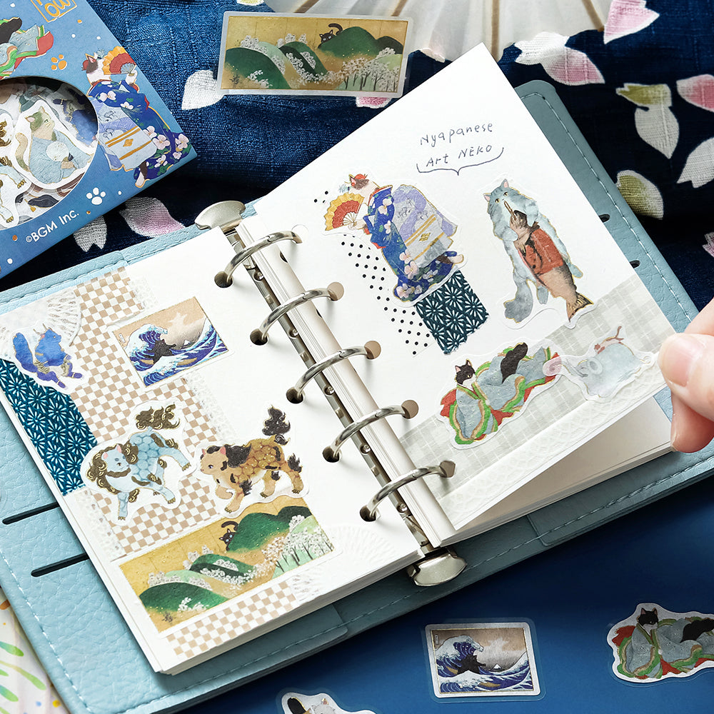 BGM Foil Stamping Flake Seal - Nyapanese Art NEKO: Ultramarine — in use