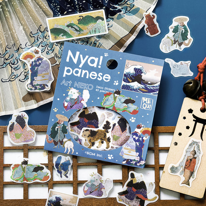 BGM Foil Stamping Flake Seal - Nyapanese Art NEKO: Ultramarine — with packaging