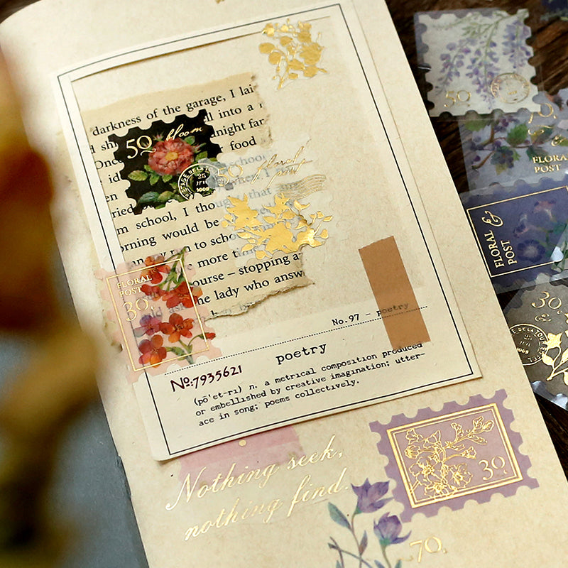 BGM Foil Stamping Flake Seal: Post Office Botanical Book - Red — with packaging