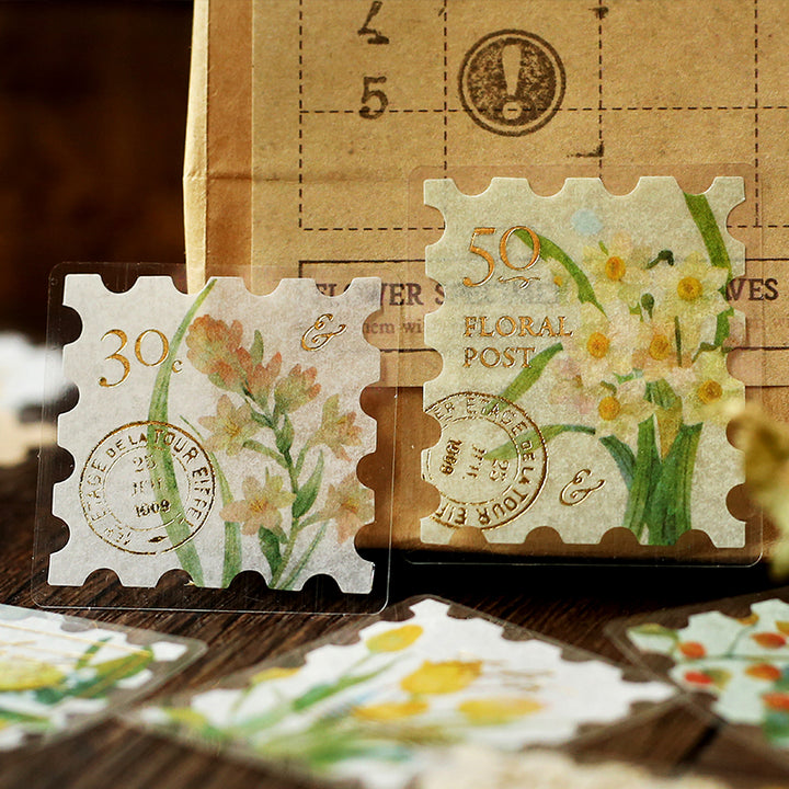 BGM Foil Stamping Flake Seal: Post Office Botanical Book - Yellow — detail view