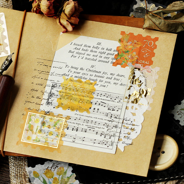 BGM Foil Stamping Flake Seal: Post Office Botanical Book - Yellow — with packaging