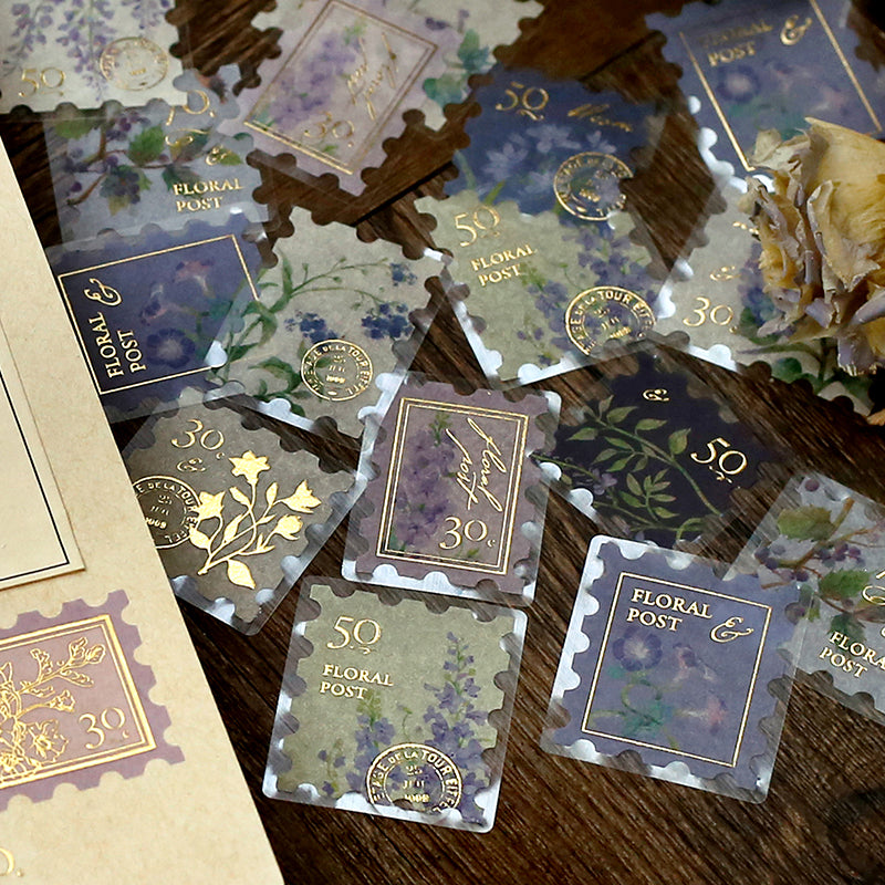 BGM Foil Stamping Flake Seal: Post Office Botanical Book - Blue — detail view