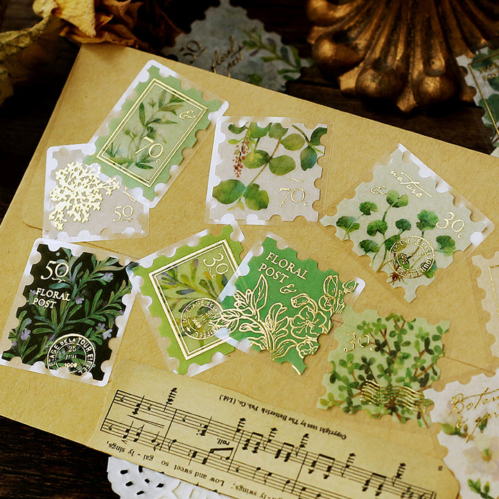 BGM Foil Stamping Flake Seal: Post Office Botanical Book - Green — detail view