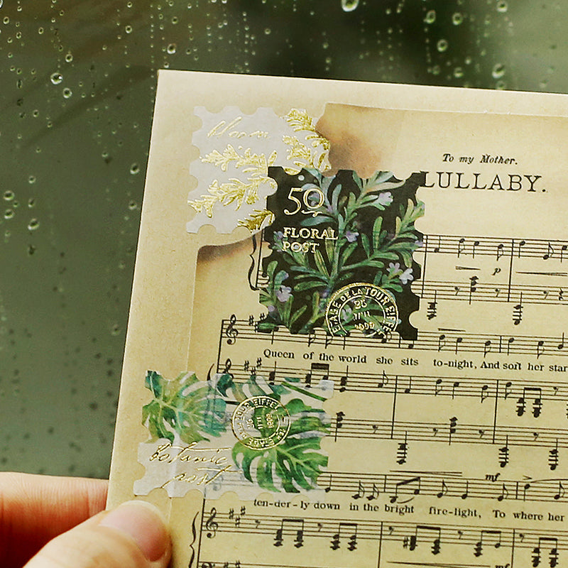 BGM Foil Stamping Flake Seal: Post Office Botanical Book - Green — with packaging
