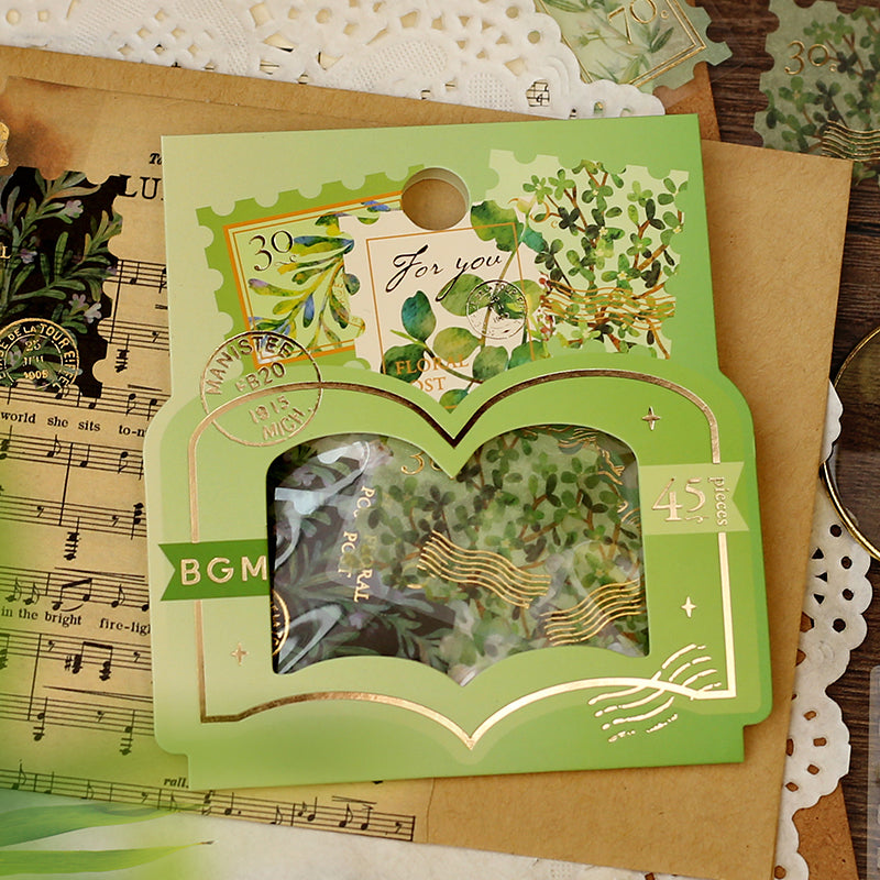 BGM Foil Stamping Flake Seal: Post Office Botanical Book - Green — in use