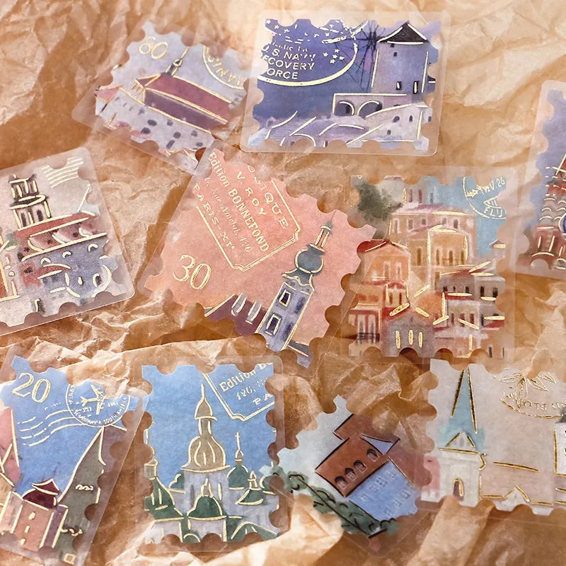 BGM Foil Stamping Flake Seal: Post Office - Around the World — detail view