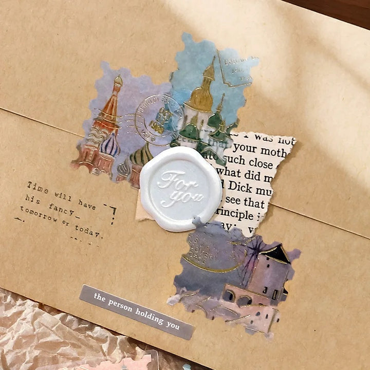 BGM Foil Stamping Flake Seal: Post Office - Around the World — with packaging