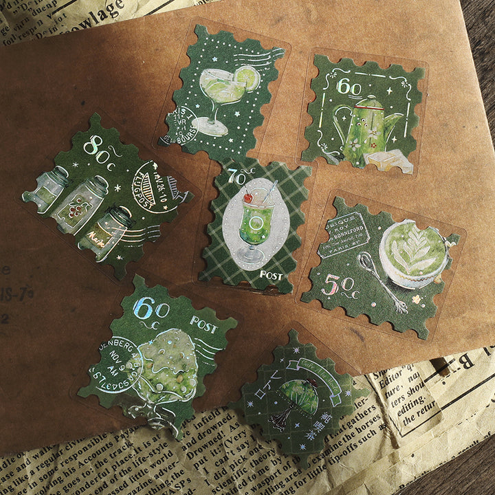 BGM Foil Stamping Flake Seal: Cafe Alamode - Post Office Green — angle view